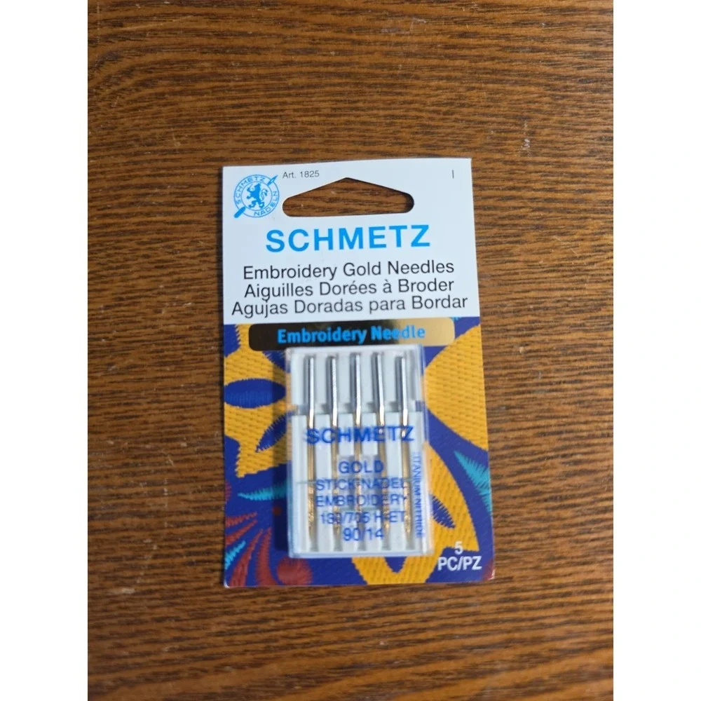 Schmetz‎ Embroidery Gold Sewing Machine Needles 90/14 5 Pack #1825